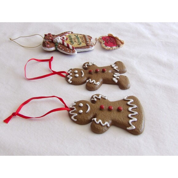Lot 3x Christmas Gingerbread House Ornaments 6" Grandma Grandpa Man Woman - Picture 11 of 16